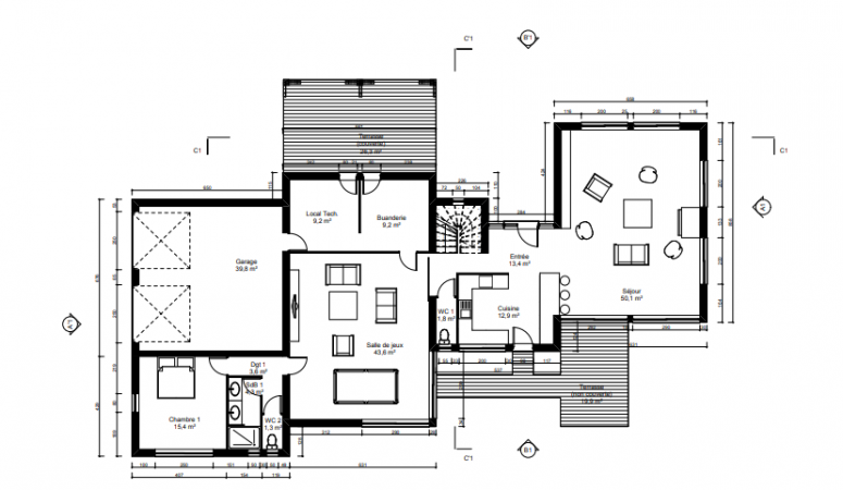 Plan RDC maison Gallegos archionline