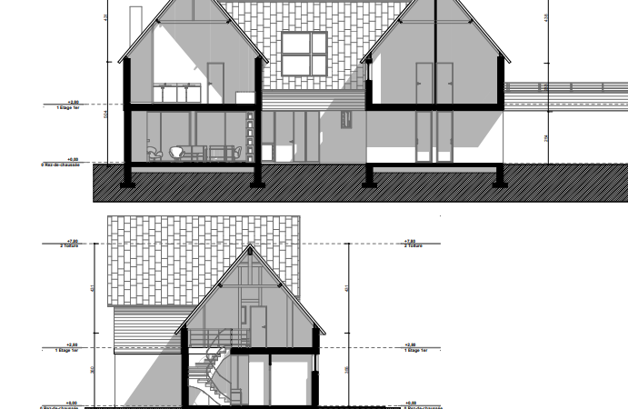 Plan de coupe maison Gallegos archionline