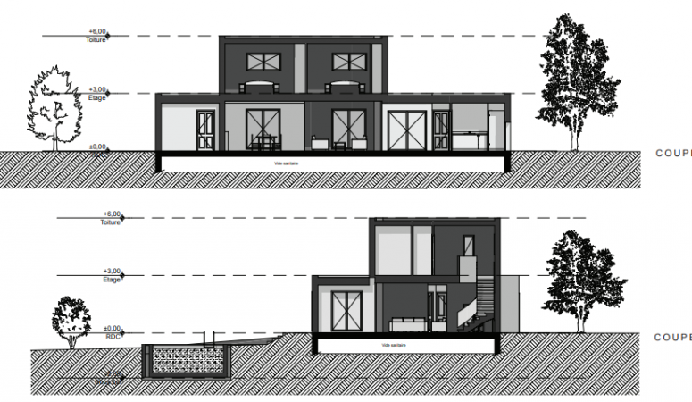 Plan de coupe villa Paziol