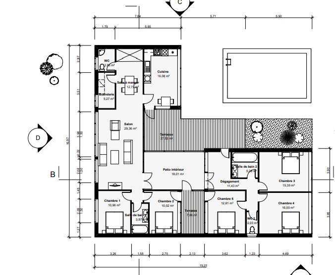 Plan de Plans de maison moderne 5 chambres à télécharger - Maison Aspen