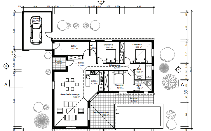 Plan de villa Tuchan